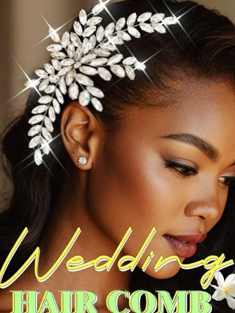 Crystal Wedding Hair Comb - Silver Leaf Design